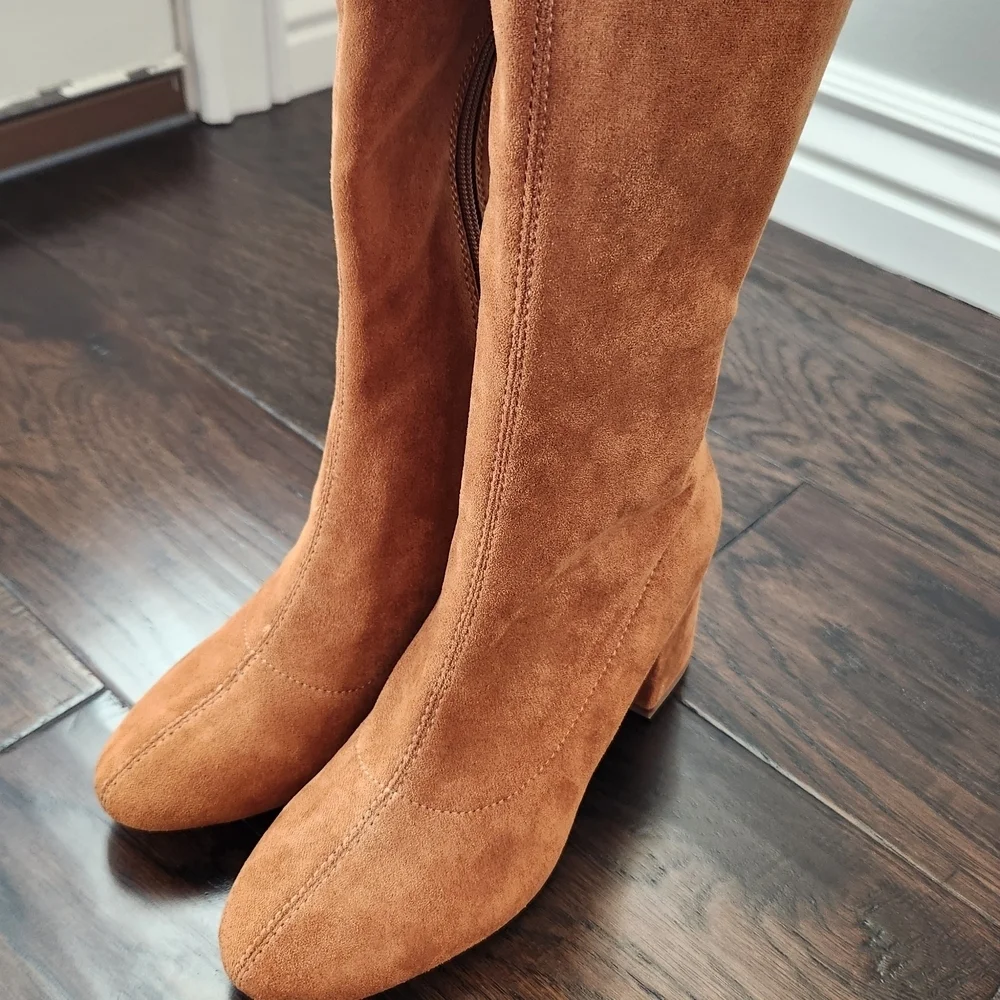 JustFab Tan Over the Knee Boots